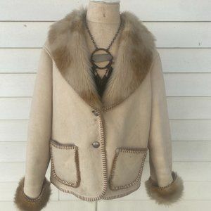 Vintage Cream Suede & Fur Coat
